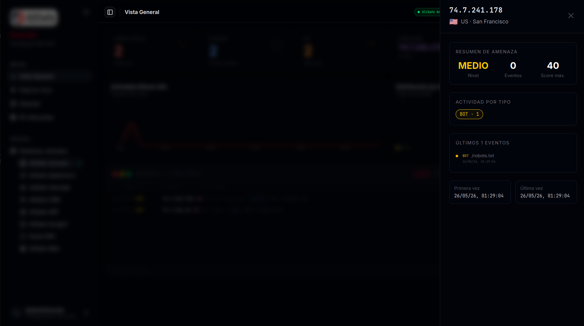 Perfil de IP atacante